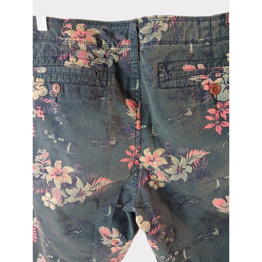 Mens Arizona Floral Print Cotton Flat Front Casual Shorts Size 32 Tropical - Picture 5 of 11